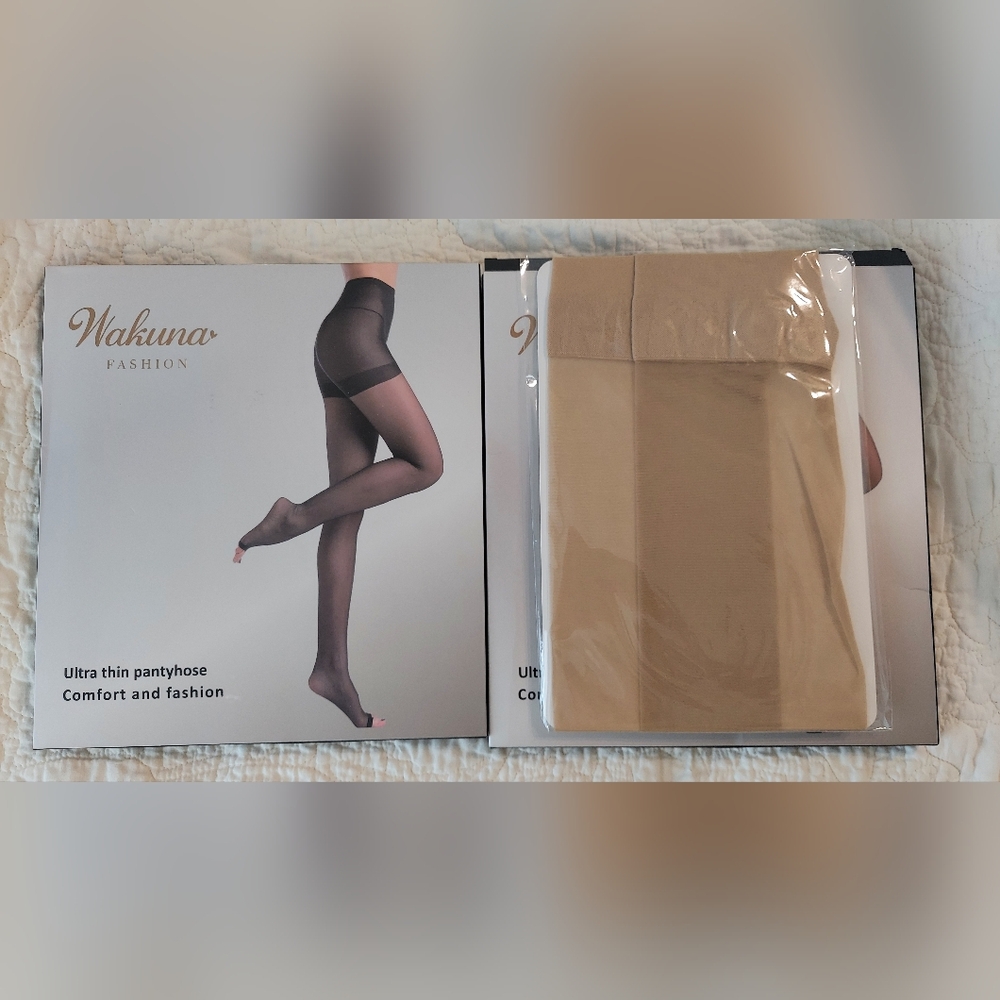 WAKUNA | Toeless Beige Control Top Pantyhose. 3 Pairs Size Small. NWT.